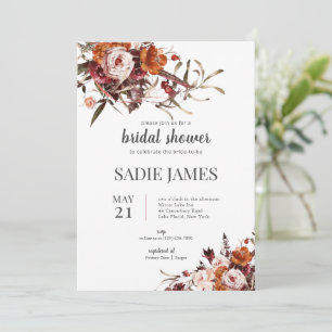 Terracotta Boho Floral Bridal Shower Invitation