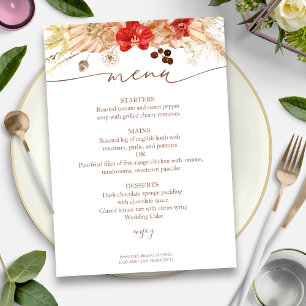 Terracotta Boho Floral Bridal Shower Menu Card