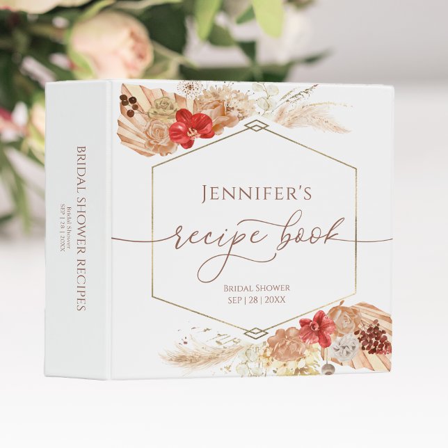 Terracotta Boho Floral Bridal Shower Recipe Book Binder (Creator Uploaded)
