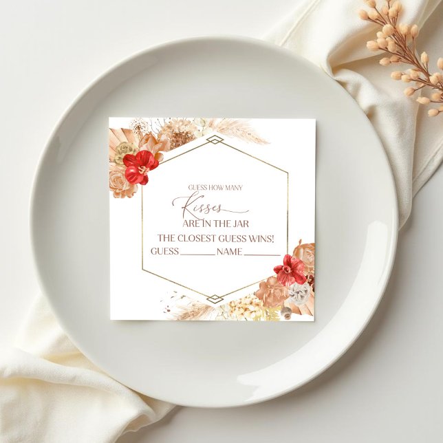 Terracotta Boho Floral Devinez Combien De Cartes D (Créateur téléchargé)