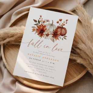 Terracotta Boho Floral Fall in Love Bridal Shower Invitation