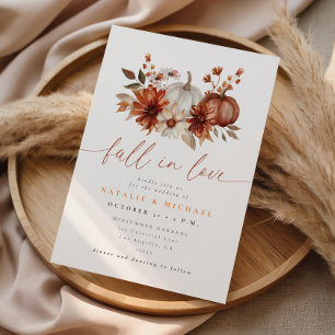 Terracotta Boho Floral Fall in Love Wedding Invitation