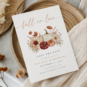 Terracotta Boho Floral Fall in Love Wedding Save The Date