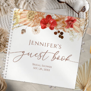 Terracotta Boho Floral Guest Book Bridal Shower