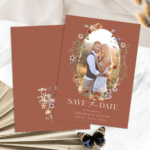 Terracotta Boho Floral Save The Date