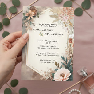 Terracotta Boho Floral Wedding Invite