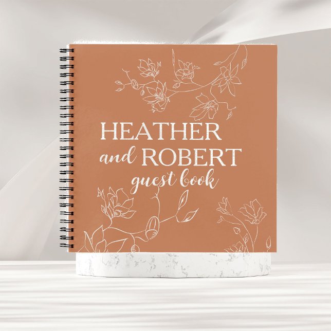 Terracotta Boho Floral Wedding Spiral Guest Book  (Creator Uploaded)