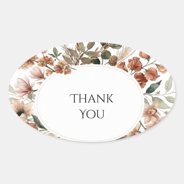 Terracotta Boho Floral Wreath Wedding Sticker (Front)