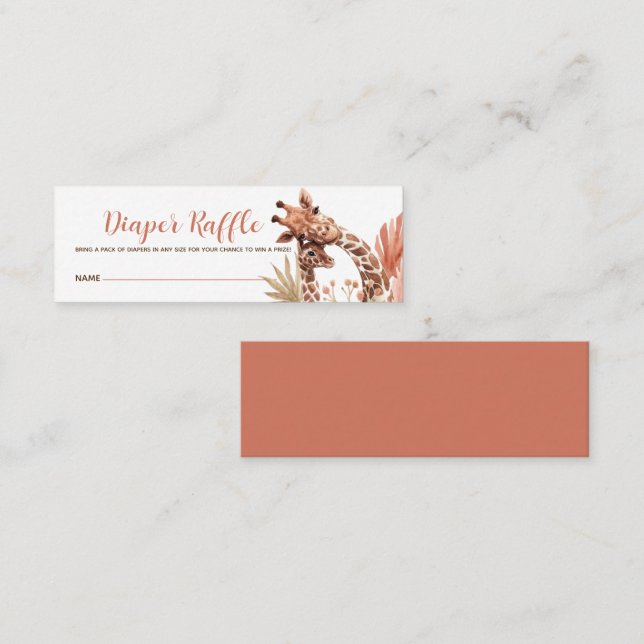Terracotta Boho Giraffe Diaper Raffle Card (Front/Back)