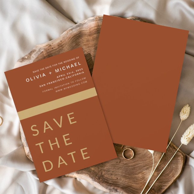 Terracotta Boho Gold Save the Date Elegant Gold  (Creator Uploaded)