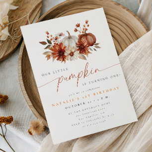 Terracotta Boho Little Pumpkin Fall 1st Birthday Invitation