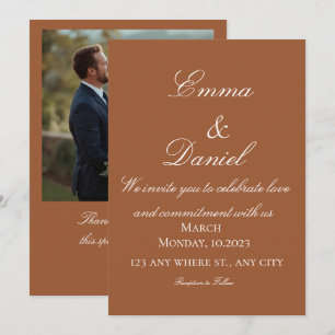 Terracotta Boho Minimal Photo Wedding Invitation