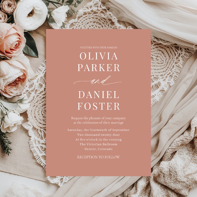 Terracotta Boho Minimalist Modern Wedding Invitation (Creator Uploaded)