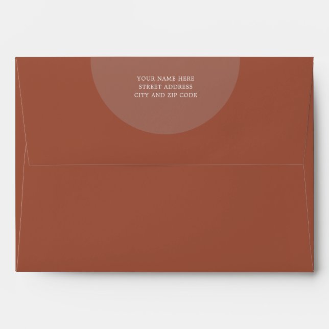 Terracotta Boho Modern Circle Burnt Orange Wedding Envelope (Back (Top Flap))