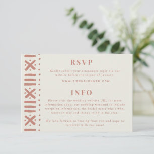 Terracotta Boho Mudcloth Border Wedding RSVP Card