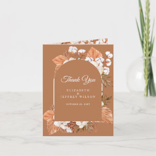 Terracotta Boho Pampas Arrondi Carte de remercieme