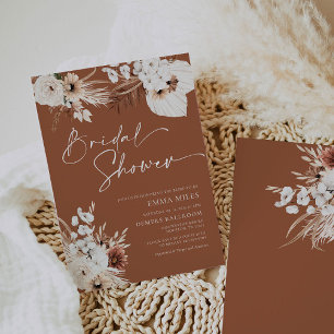 Terracotta Boho Pampas Bridal Shower Invitation