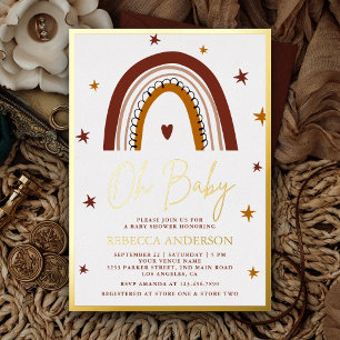 Terracotta Boho Rainbow Baby Shower Gold