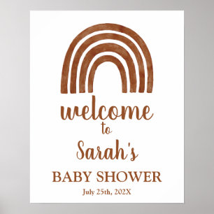 Terracotta Boho Rainbow Baby Shower Welcome sign