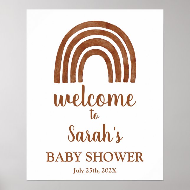 Terracotta Boho Rainbow Baby Shower Welcome sign (Front)