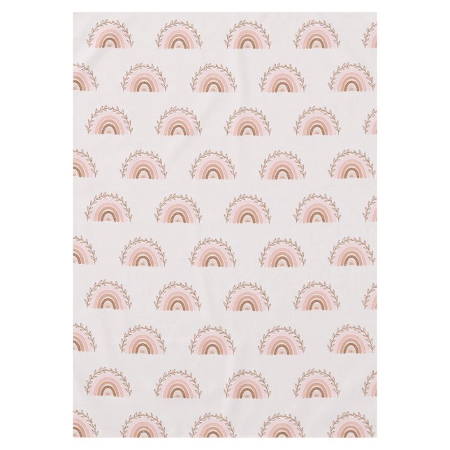 Terracotta Boho Rainbow, Dusty Pink  Tablecloth (Front)