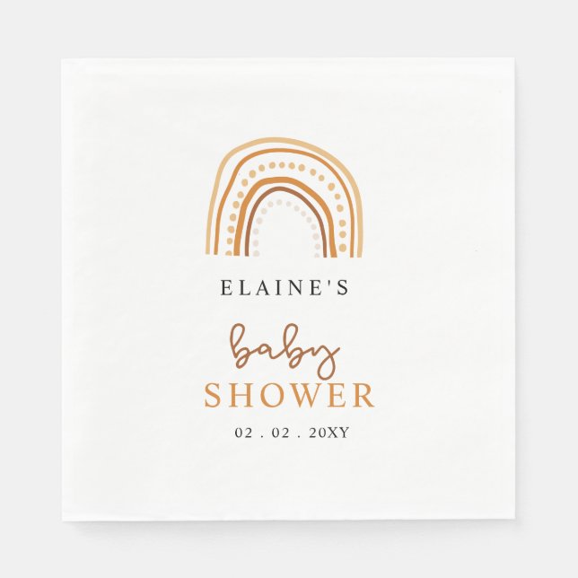 Terracotta Boho Rainbow Gender Neutral Baby Shower Napkin (Front)