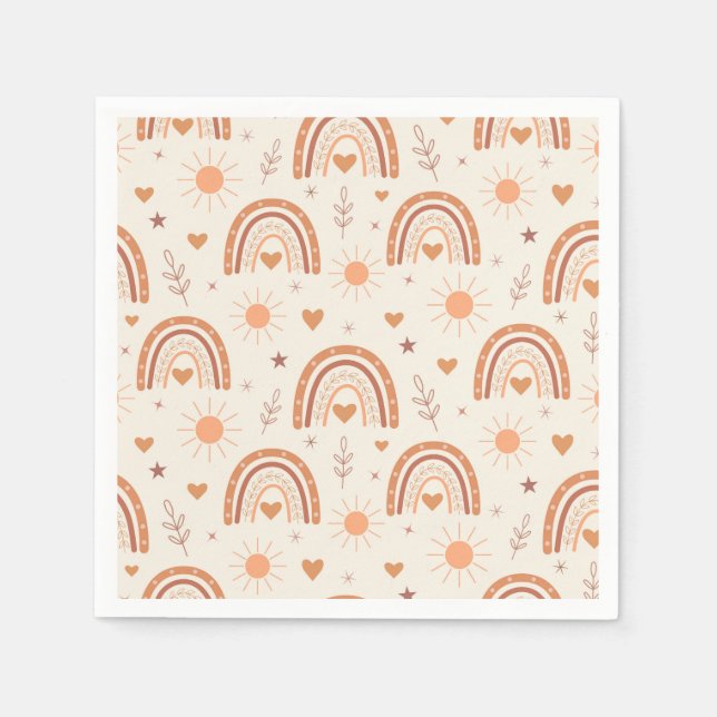 Terracotta  boho rainbow pattern   baby shower  napkin (Front)