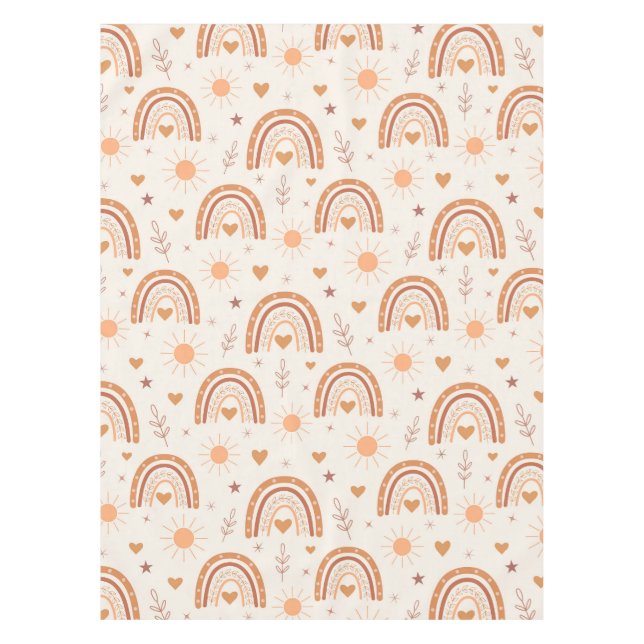 Terracotta  boho rainbow pattern   baby shower  tablecloth (Front)