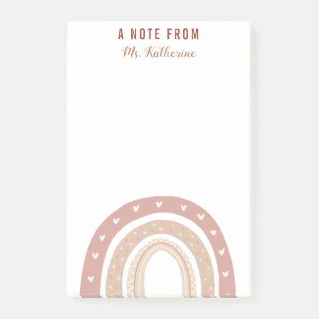 Terracotta Boho Rainbow Thank You Gift Post-it Notes (Front)