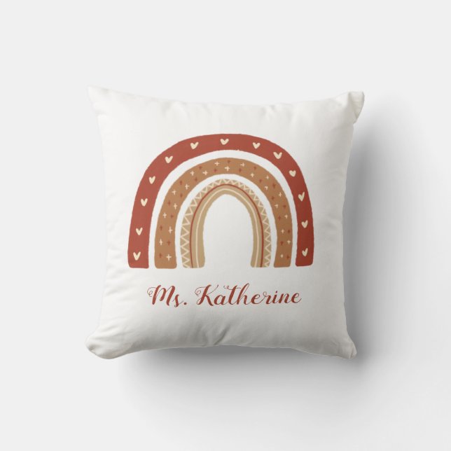 Terracotta Boho Rainbow Thank You Gift Throw Pillow (Front)