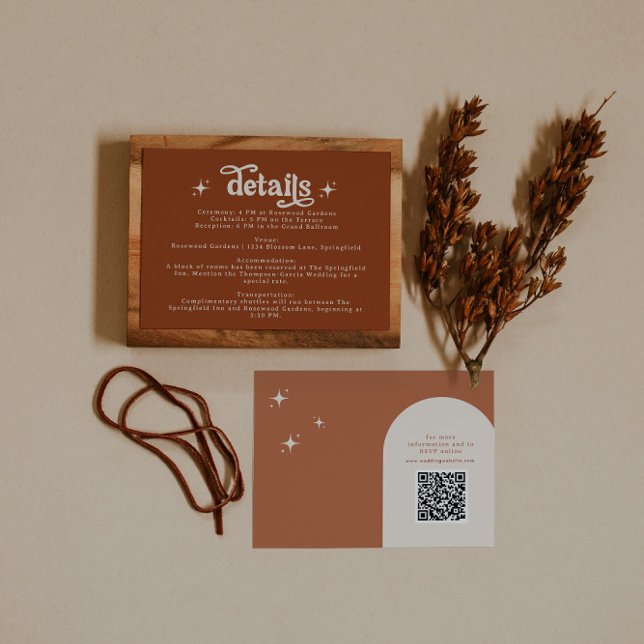 Terracotta Boho Retro Wedding Stationery Enclosure Card (Creator Uploaded)