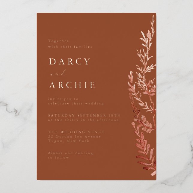 Terracotta Boho Rose Gold Foil Wedding (Front)