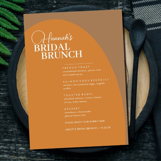 Terracotta Boho Script Minimal Bridal Brunch Menu (Creator Uploaded)