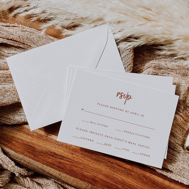 Terracotta Boho Script | Wedding Meal Choice RSVP Card (Creator Uploaded)