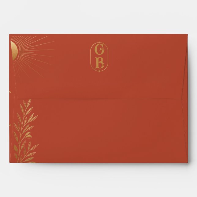 Terracotta Boho Sun Wedding  Envelope (Back (Top Flap))