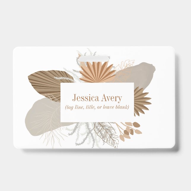 Terracotta Boho Tropical Floral  Badge (Front)