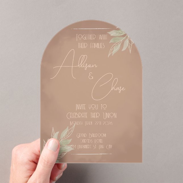 Terracotta Boho Wedding Invitation with Minimalist (Insitu (Handheld))