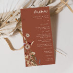 Terracotta Boho Wedding Menu<br><div class="desc">Terracotta Boho Wedding Menu. This stylish & elegant wedding menu features gorgeous hand-painted watercolor wildflowers arranged as a lovely bouquet perfect for spring,  summer,  or fall weddings. Find matching items in the Terracotta Boho Wildflower Wedding Collection.</div>