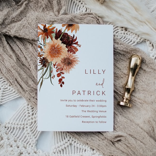 Terracotta Boho Wedding: Summer & Fall Floral Invitation (Creator Uploaded)