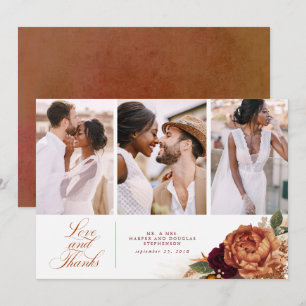 Terracotta Boho Wedding Thank You 3 Photos Card