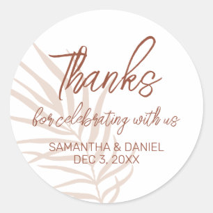 Terracotta Boho Wedding Thank You Classic Round Sticker