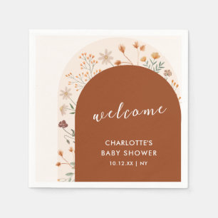 Terracotta Boho Wildflower Arch Baby Shower  Napkin