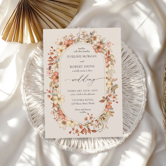 Terracotta Boho Wildflowers Wedding Invitation (Terracotta Boho Wildflowers Wedding Invitation)
