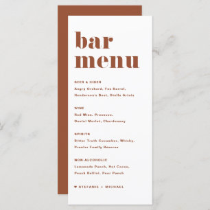 Terracotta Bold Retro Typography Wedding Bar Menu