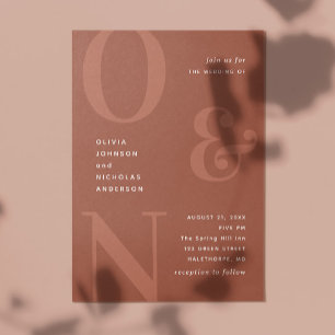 Terracotta bold typography wedding QR code details Invitation