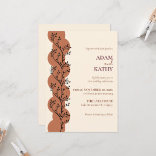 Terracotta Botanical Circle Wedding Invitation