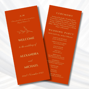 Terracotta Botanical Minimalist Christian Wedding  Program