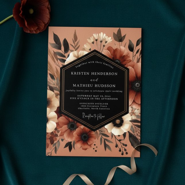 Terracotta Botanical Moody Wedding Invitation (Creator Uploaded)