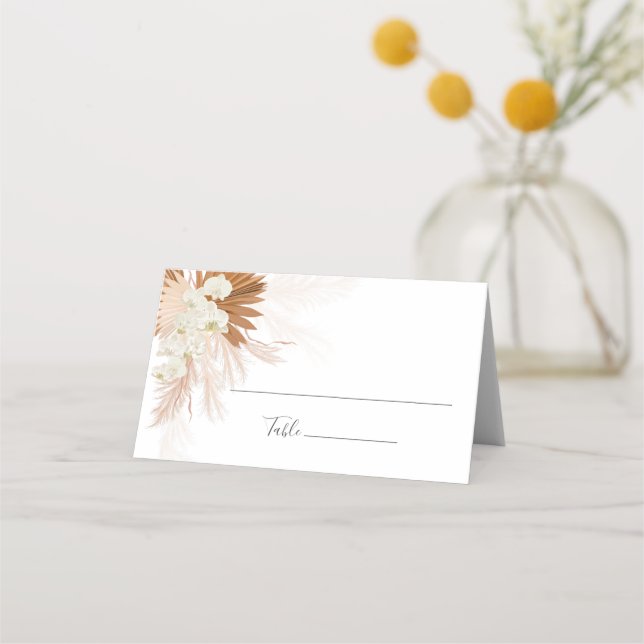 Terracotta Botanical Pampas Grass Desert Palms Place Card (Front)