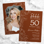 Terracotta Botanical Photo Surprise 50th Birthday Invitation<br><div class="desc">Terracotta burnt orange surprise 50th birthday party invitation with your photo on the back of the card. Trendy boho yet modern feminine design features botanical accents and typography script font. Simple floral invite card perfect for a stylish female surprise bday celebration. Can be customized to any age. Printed Zazzle invitations...</div>